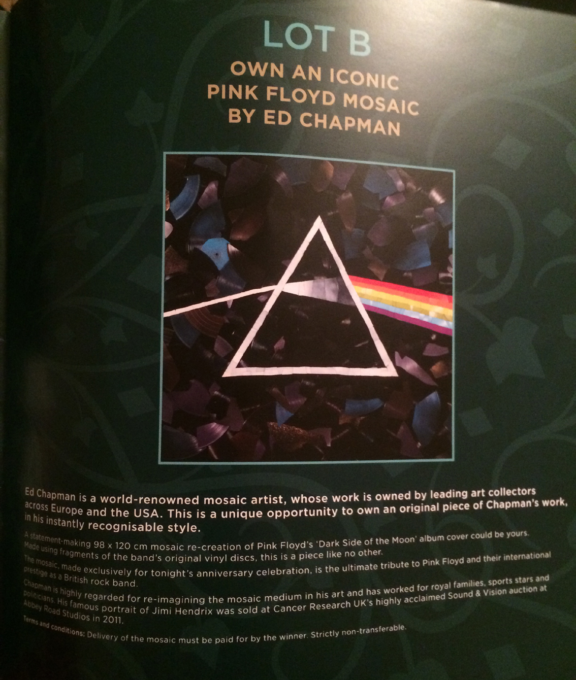 Ed Chapman Dark Side of the Moon in vinyl for Cancer Research